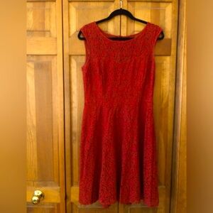White House Black Market Red Lace Midi Dress